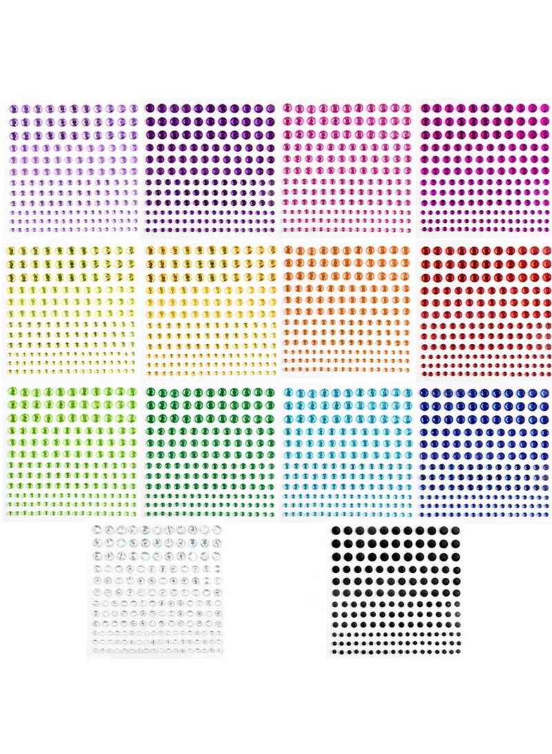 2310 PCS Self Adhesive Rhinestone Gem Stickers For Face Nail Body Makeup Festival,4 Size 14 Sheets Bling Jewels Stickers For DIY Craft Card Decorations - Image 1