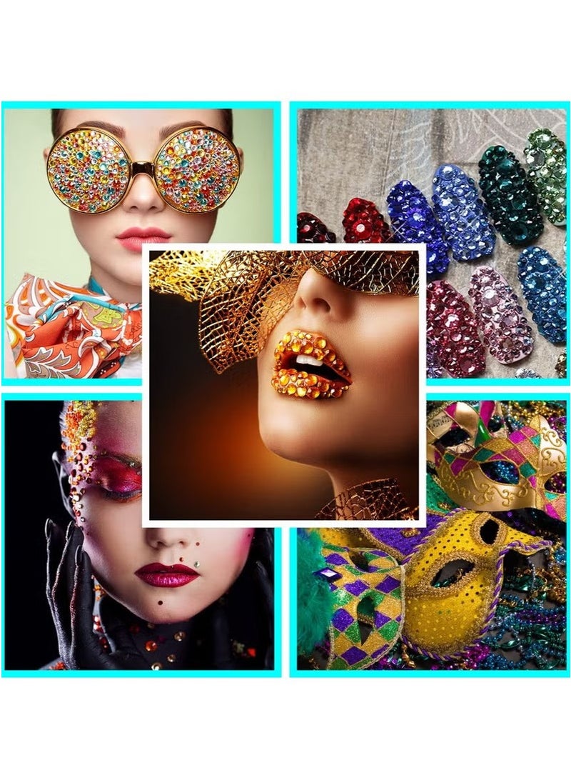 2310 PCS Self Adhesive Rhinestone Gem Stickers For Face Nail Body Makeup Festival,4 Size 14 Sheets Bling Jewels Stickers For DIY Craft Card Decorations - Image 4