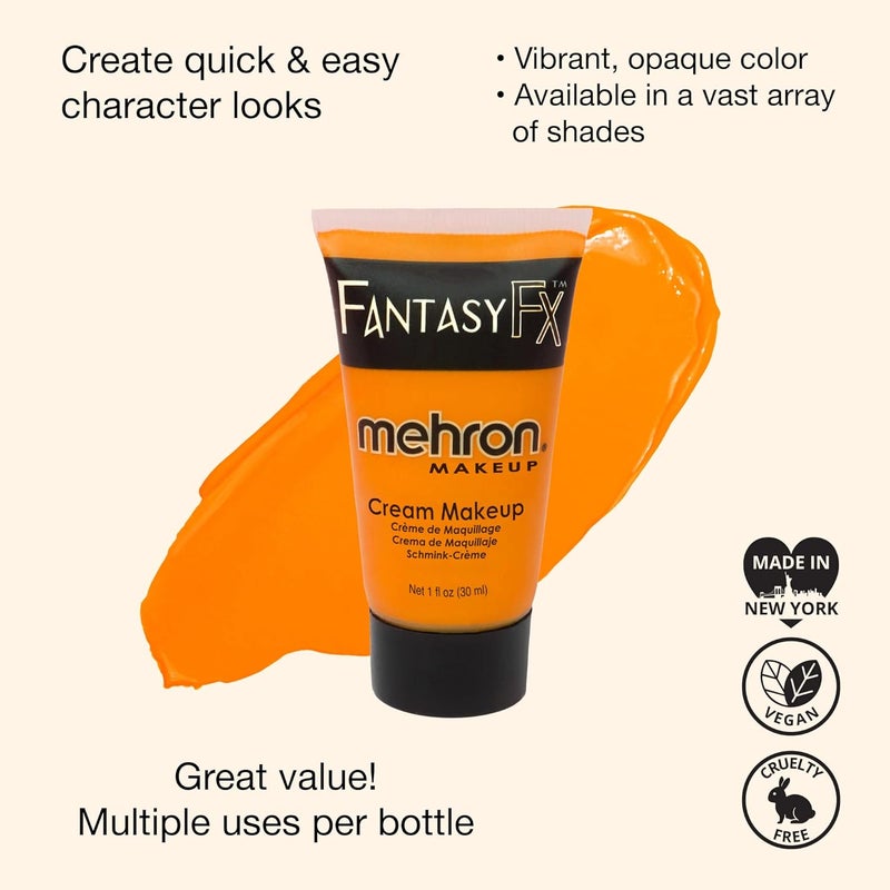 Mehron Fantasy FX Water-Based Face Paint - Orange (1 oz) Cream Makeup - Image 2