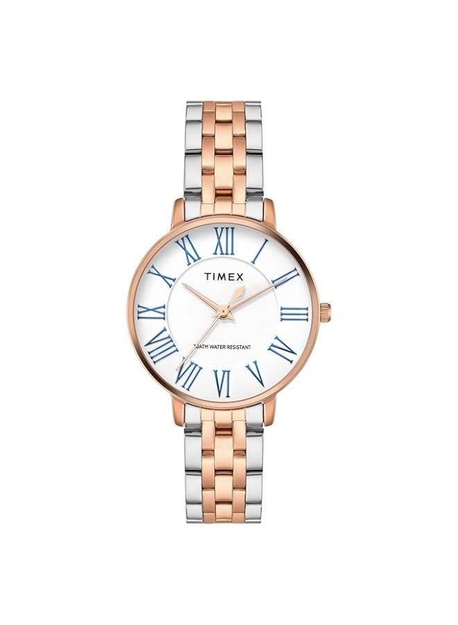 تيميكس ساعة TIMEX عقارب نسائية، بمينا مستدير ومقاومة للماء - Image 1