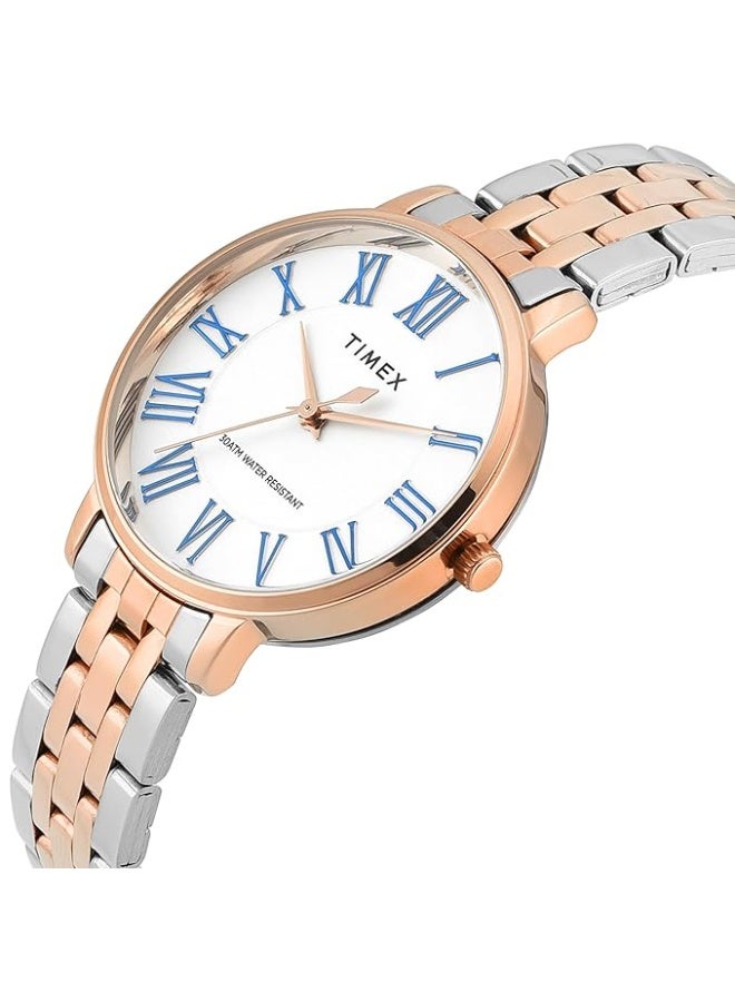 تيميكس ساعة TIMEX عقارب نسائية، بمينا مستدير ومقاومة للماء - Image 4