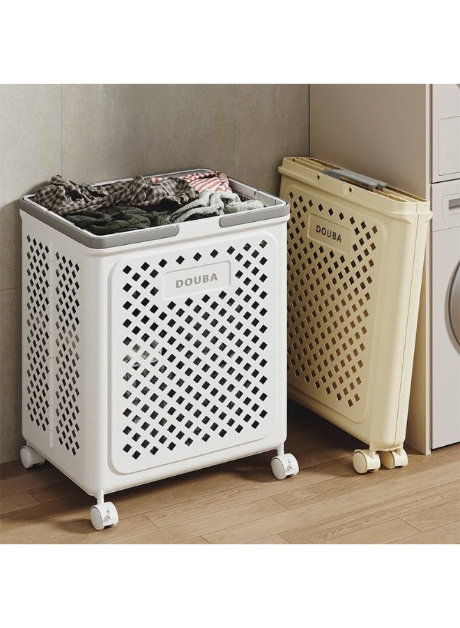 Large plastic laundry basket with 4 wheels, 45*9*36 cm