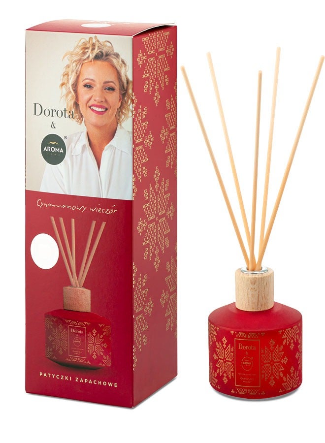 Aroma Home Dorota Reed Diffuser 100 ml Cinnamon Evening Fragrance, Made in Poland, Red (Reed Diffuser, 1)