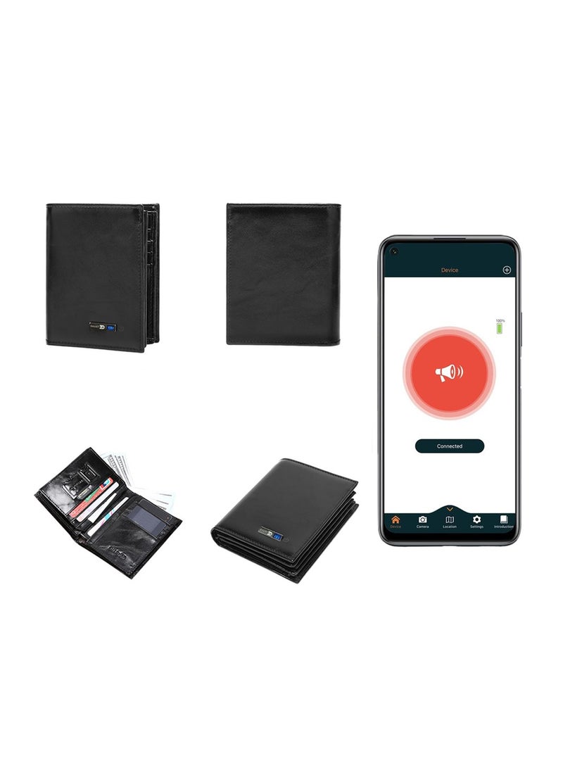 KASTWAVE Smart Wallet With Tracker, Slim Wallet with Bluetooth Tracker - Stylish Mens Credit Card Holder, Anti-Lost GPS Finder, Large Capacity Dad Wallet with Zipper (Black) - Image 1