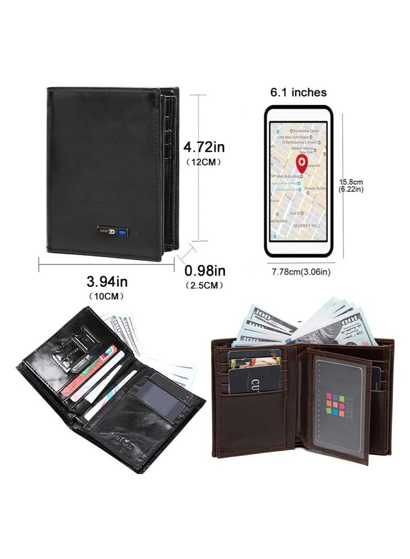 KASTWAVE Smart Wallet With Tracker, Slim Wallet with Bluetooth Tracker - Stylish Mens Credit Card Holder, Anti-Lost GPS Finder, Large Capacity Dad Wallet with Zipper (Black) - Image 2