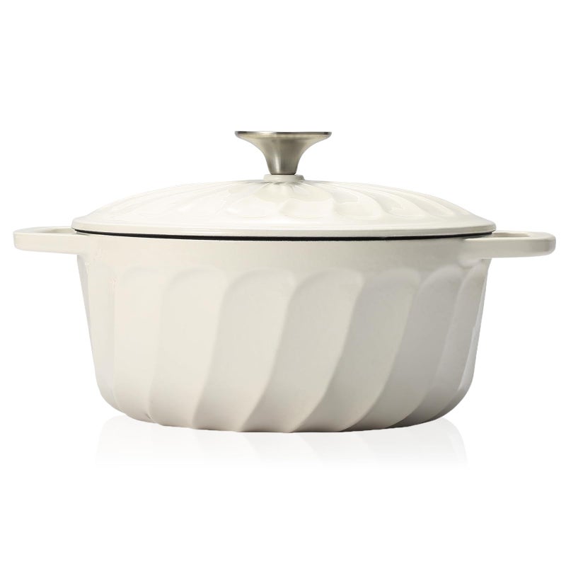Enameled Cast Iron Dutch Oven with Lid 3 QT Cast Iron Dutch Oven Pot Heavy Duty Cast Iron Pot for Bread Baking Cook Bake Oven Safe across All Cooktops White3 QT