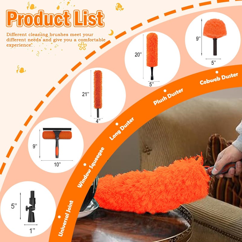 LAANPOLE 26FT High Reach Duster Cleaning Kit with Extension Pole, High Ceiling Fan Cleaner Duster Tool for Fan Blades, Window Washing Kit with Microfiber Feather Duster & Window Squeegee - Image 2