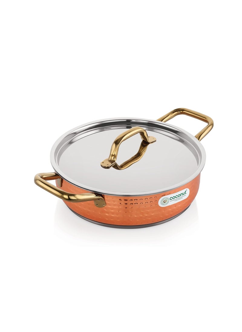 Coconut coconut Serene Stainless Steel Hammered Design Capsulated Skillet for Cook n Serve - 1 Unit - Capacity - 2500ML 