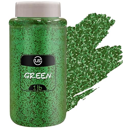 Ultimate Stationery Green Glitter Bulk, Fine Glitter for Crafts, Resin and Scrapbooking – 1 LB/16OZ Shaker Bottles Great for Tumblers and Crafts - Image 1