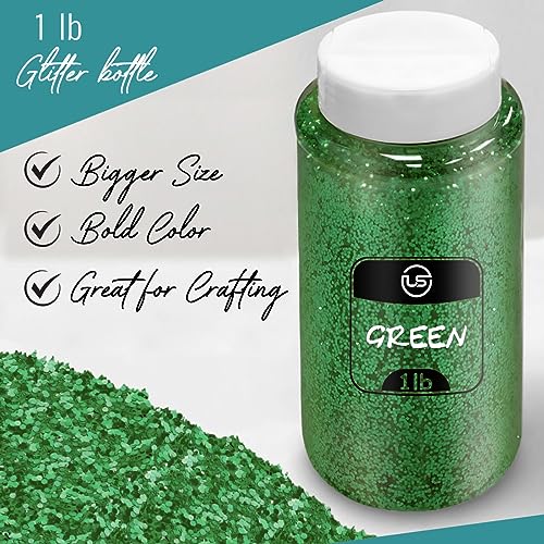 Ultimate Stationery Green Glitter Bulk, Fine Glitter for Crafts, Resin and Scrapbooking – 1 LB/16OZ Shaker Bottles Great for Tumblers and Crafts - Image 3