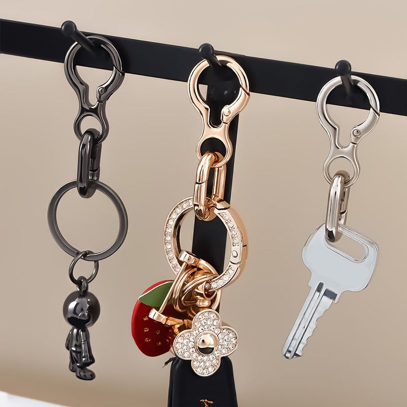 Light Golden Metal Double Open Swivel Snap Hooks 4Pcs Keychain Clip Set - Image 3