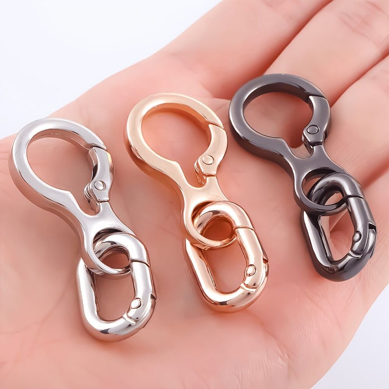 Light Golden Metal Double Open Swivel Snap Hooks 4Pcs Keychain Clip Set - Image 2