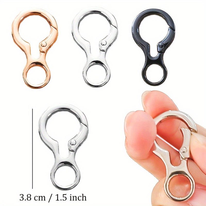 Light Golden Metal Double Open Swivel Snap Hooks 4Pcs Keychain Clip Set - Image 4