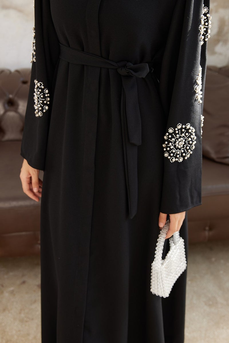 Vavinor Liva Abaya with Stoned Sleeves - Black  - Image 4