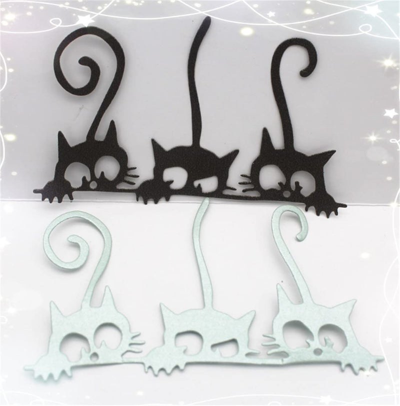 Mvchifay Animal Cat Cutting Dies for Card Making Metal DieCuts Scrapbooking Tool DIY Craft Punch Template Embossing for Paper Album Decor 3 Pcs Cats67x108cm