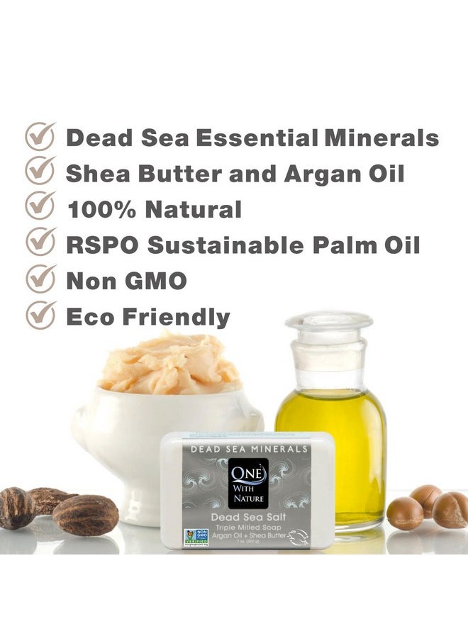 ONE WITH NATURE One With Nature Dead Sea Mineral Salt Soap 4oz 3Pk with Argan Oil & Shea Butter - Dead Sea Salt Contains Magnesium, Sulfur & 21 Essential Minerals - All Skin Types, Acne, Eczema - Fragrance Free  - Image 3