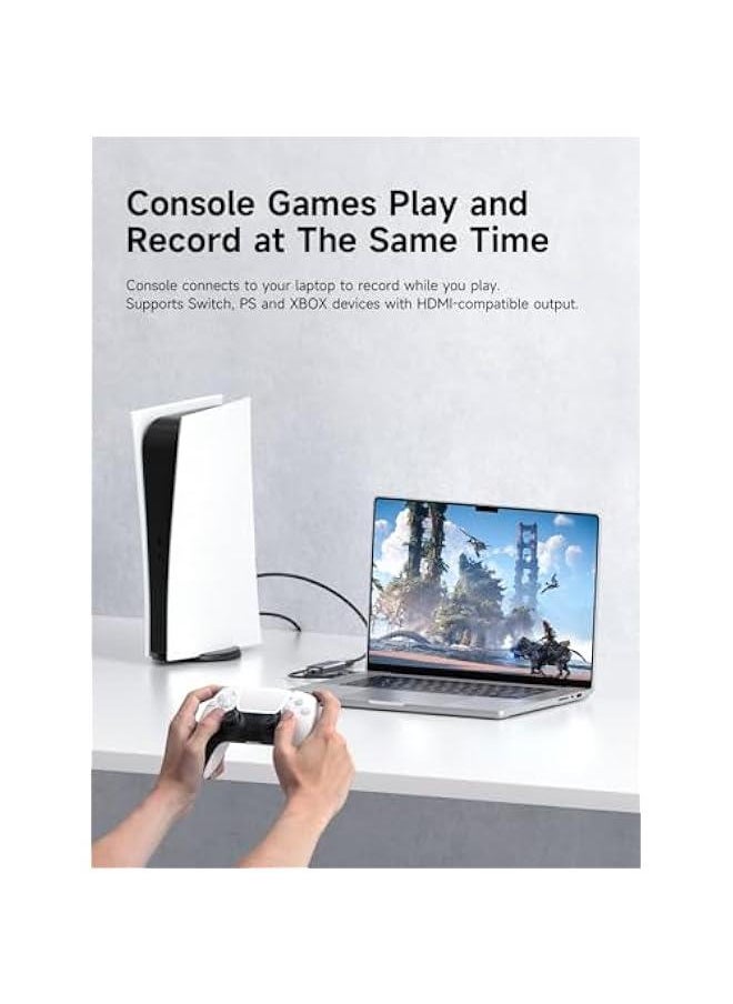 Generic - USB3.0 Video Capture Card with 100W PD HDMI to USB/USB C 1080P HD 60fps Live and Record Video Audio Game MS2130 for Quest 3 VR Switch PS4/5 Live Broadcast, Gaming, Streaming (UHC07P) - Image 1