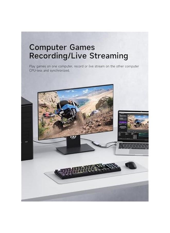 Generic - USB3.0 Video Capture Card with 100W PD HDMI to USB/USB C 1080P HD 60fps Live and Record Video Audio Game MS2130 for Quest 3 VR Switch PS4/5 Live Broadcast, Gaming, Streaming (UHC07P) - Image 1