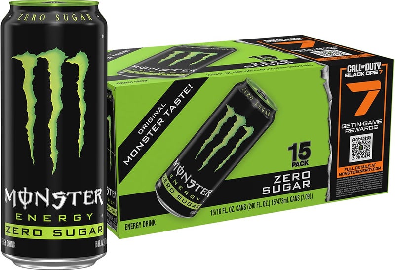Monster Energy Zero Sugar, Green, Original, Low Calorie Energy Drink, 16 ounce (Pack of 15) - Image 1