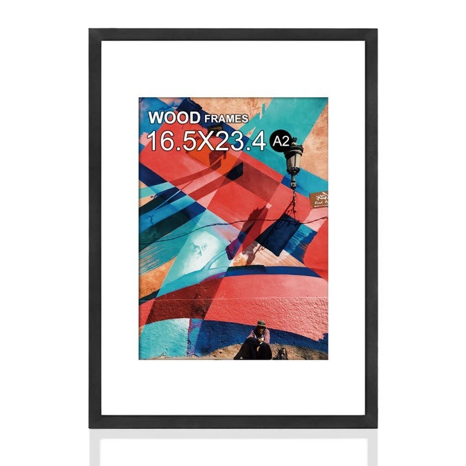A2 POSTER FRAME165X234 NATURAL SOILD WOOD BLACK PICTURE FRAMES WITH POLISHED PLEXIGLASSEASY TO HANGDISPLAY PICTURE A2 WITHOUT MAT OR A3 WITH MAT FOR WALL MOUNTING HORIZONTALLY AND VERTICALLY