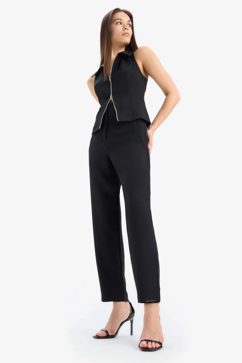 DeFacto Afra x Defacto Polo Collar Zippered Sleeveless Cardigan