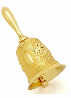 Y&D Golden Hand Bell Decorative Engraved Bell Call Handheld for Wedding School Alarm and Bedridden ( Gold )  - Image 1