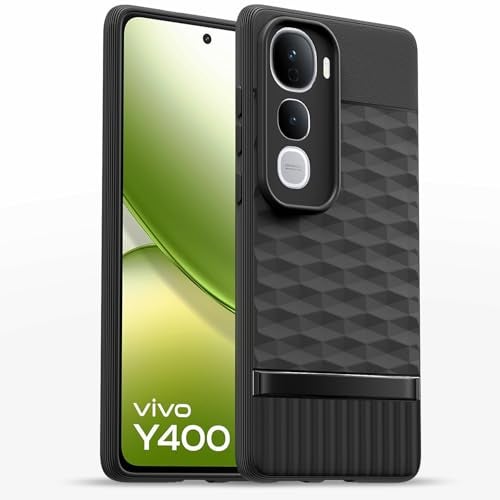 Pikkme Back Cover for Vivo Y400 5G Camera Protection 3D Hexa Cube Design Silicone Protective Bumper Case (Black) - Image 1