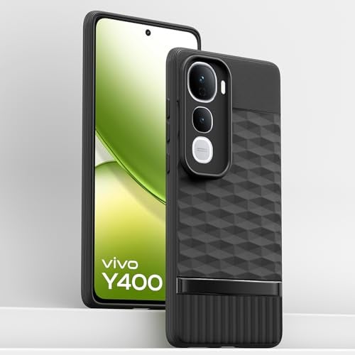 Pikkme Back Cover for Vivo Y400 5G Camera Protection 3D Hexa Cube Design Silicone Protective Bumper Case (Black) - Image 2