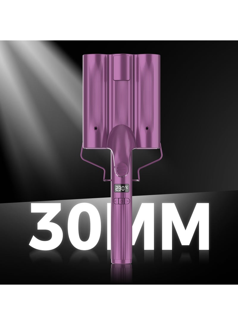 general Curling iron hair straightener curling wand LCD display wave curls 30mm UK plug - Image 3