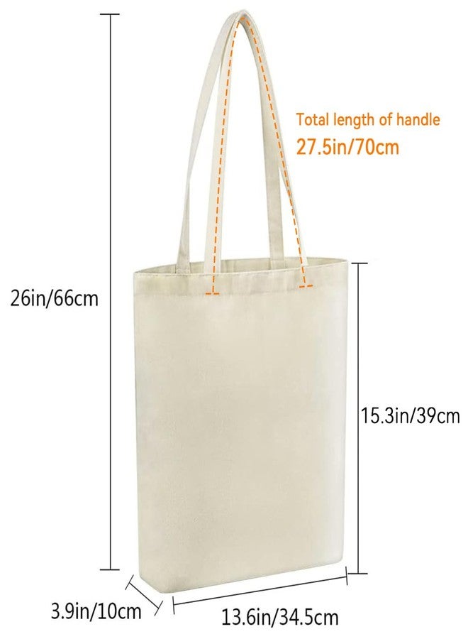 Faylapa 6 Pack Canvas Tote Bags, Heavy Duty Reusable Grocery Shopping Bag 13.6"x 15.3" Blank Cotton Bags for Decorating Christmas Crafts DIY, Painting(Beige) - Image 2