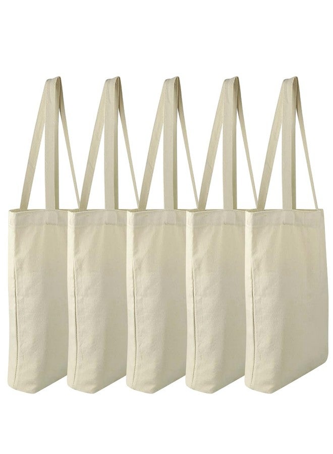 Faylapa 6 Pack Canvas Tote Bags, Heavy Duty Reusable Grocery Shopping Bag 13.6"x 15.3" Blank Cotton Bags for Decorating Christmas Crafts DIY, Painting(Beige) - Image 1