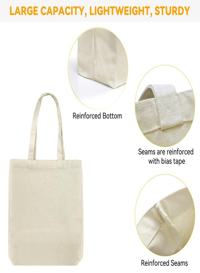 Faylapa 6 Pack Canvas Tote Bags, Heavy Duty Reusable Grocery Shopping Bag 13.6"x 15.3" Blank Cotton Bags for Decorating Christmas Crafts DIY, Painting(Beige) - Image 5