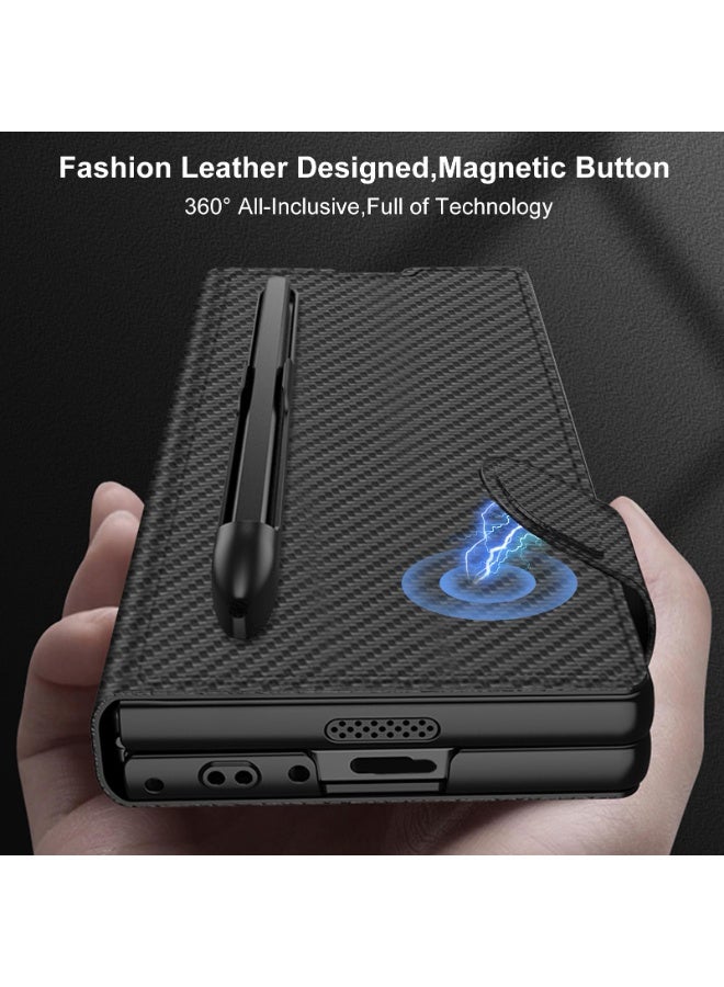 for Samsung Galaxy Z Fold 7 Case with S-Pen Pocket Luxury Leather Flip Magnetic All-Inclusive Protection Z Fold 7 S Pen Holder Case - Image 4