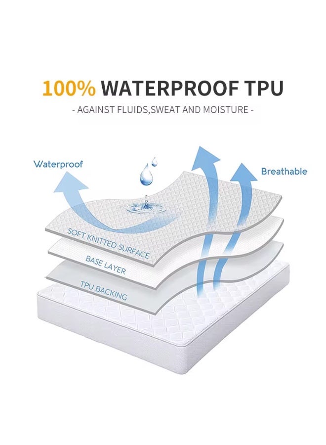 Yahor Waterproof Mattress Protector - Soft Cotton Terry Surface, Fitted Mattress Cover, Hypoallergenic Pad, Topper, Machine Washable Sheet - Image 2
