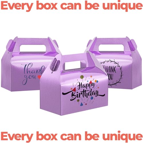 UnicoPak 30 Pack Purple Party Favor Bag Boxes, Gable Gift Boxes for Treats Goodies Cookies Candies, Ideal for Purple Party Favors, Theme Birthday Party, Valentine's Day, 6.5x3.5x3.5 Inches - Image 3