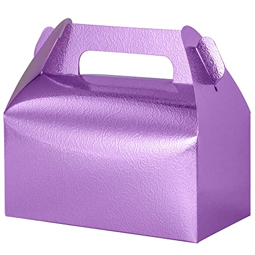 UnicoPak 30 Pack Purple Party Favor Bag Boxes, Gable Gift Boxes for Treats Goodies Cookies Candies, Ideal for Purple Party Favors, Theme Birthday Party, Valentine's Day, 6.5x3.5x3.5 Inches - Image 1