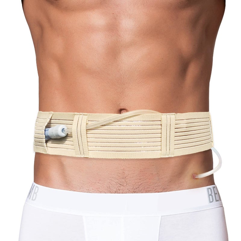 EaseToU Soft Breathable Peritoneal Dialysis Belt Adjustable PD Catheter Holder Accessories Discreet for Safety Secure Transfer Set Peg Feeding Tube Supplies Men Women Beige Large - Image 3