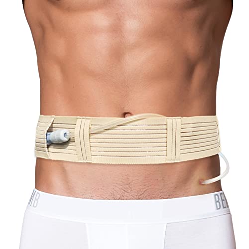 EaseToU Soft Breathable Peritoneal Dialysis Belt Adjustable PD Catheter Holder Accessories Discreet for Safety Secure Transfer Set Peg Feeding Tube Supplies Men Women Beige Large - Image 1