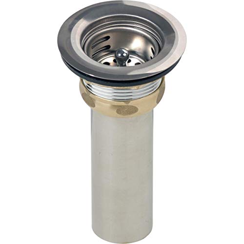 Elkay LK58 2 Drain Fitting with Type 304 Stainless Steel Body Stainless Steel Strainer Basket and Rubber Seal