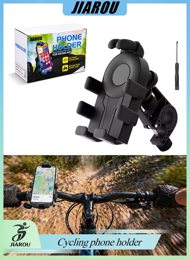 JIAROU Bicycle/motorcycle phone holder with super strong grip, equipped with shock absorber and safety lock, adjustable size, suitable for all smartphones. - Image 1
