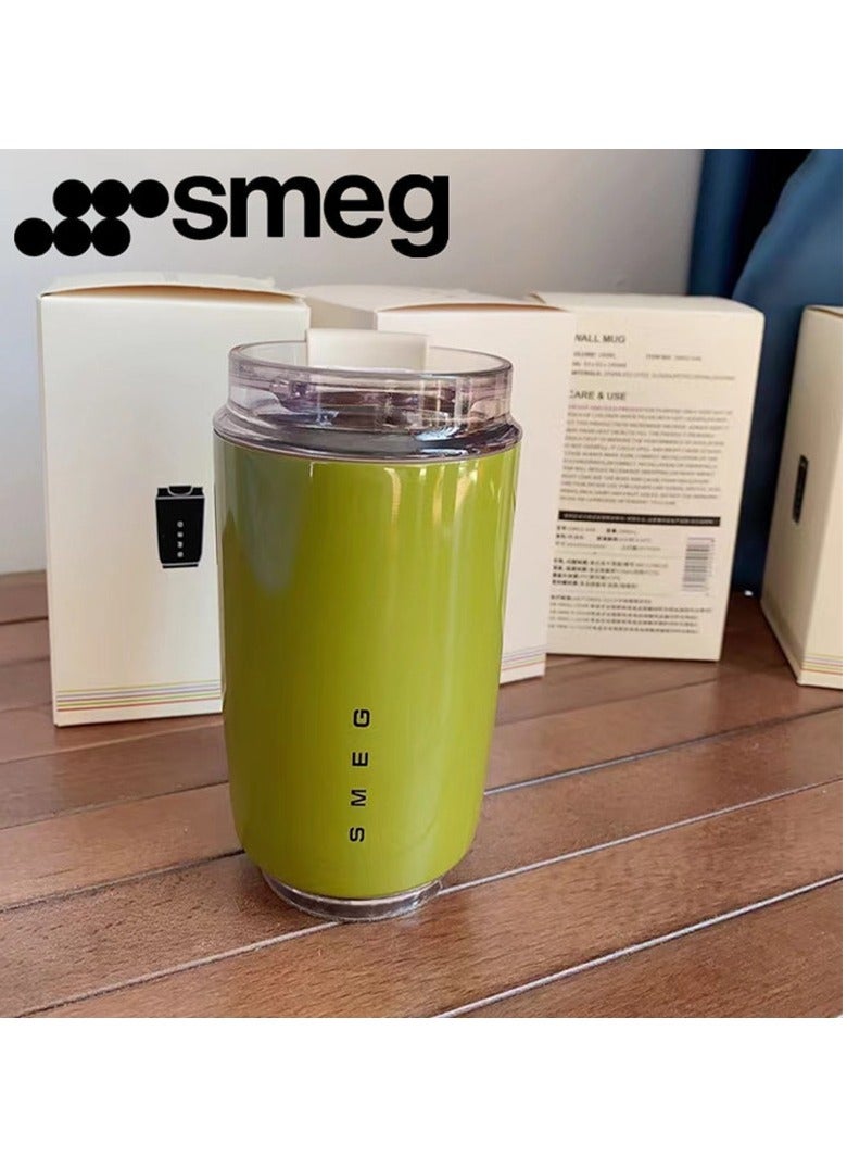 smeg 320ML Beverage Cup Travel Portable Car Drinking Cup Stainless Steel Vacuum Leak proof 320ML Coffee Thermos（Green） - Image 1
