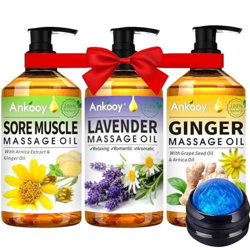 Fathers Day Gift for DadHusband3 Pack Massage Oil for Massage TherapySore Muscle Arnica Oil Relaxing Lavender Oil Ginger Oil Lymphatic Drainage Massage BallMassage Kit Spa Gifts for Him Her