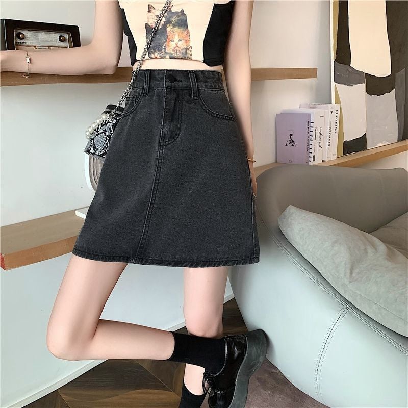 Women's High-Waist Denim A-Line Mini Skirt - Image 3