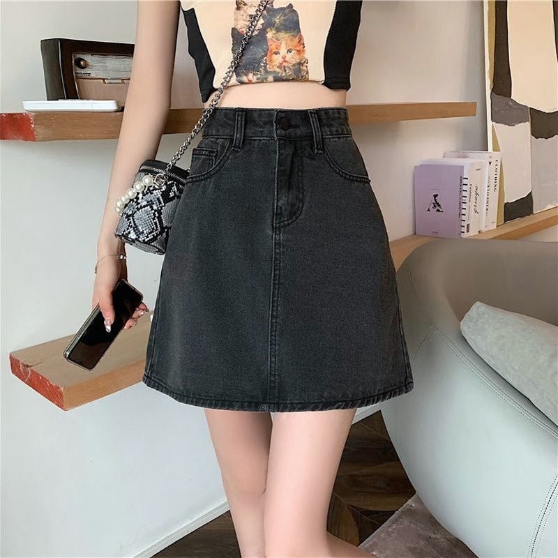 Women's High-Waist Denim A-Line Mini Skirt - Image 2