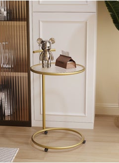 Sharpdo Round Side Table Transparent Glass End Table with Metal Frame Modern Coffee Table for Living Room 39*39*65cm  - Image 2