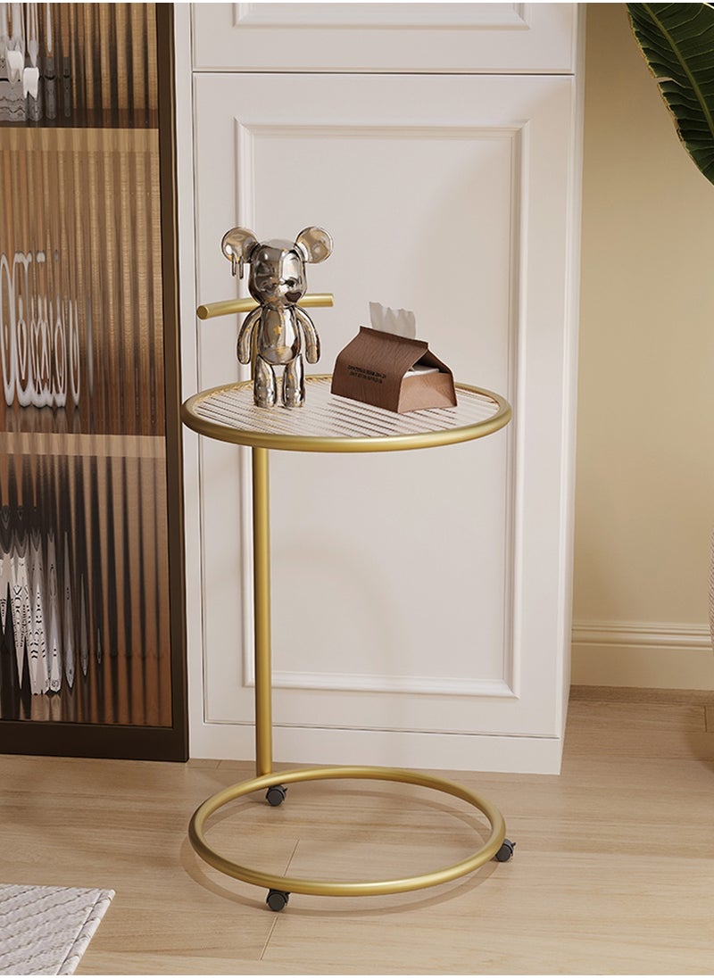 Sharpdo Round Side Table Transparent Glass End Table with Metal Frame Modern Coffee Table for Living Room 39*39*65cm  - Image 2