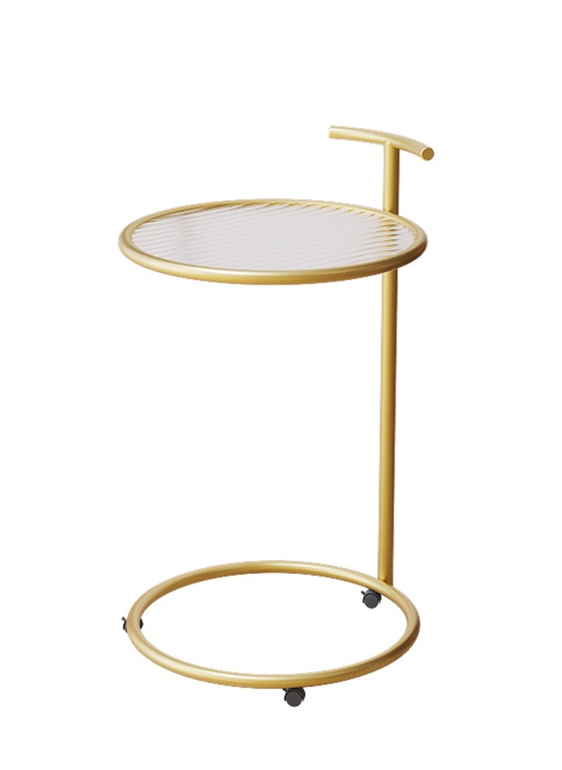 Sharpdo Round Side Table Transparent Glass End Table with Metal Frame Modern Coffee Table for Living Room 39*39*65cm  - Image 1