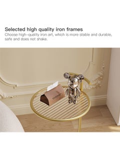 Sharpdo Round Side Table Transparent Glass End Table with Metal Frame Modern Coffee Table for Living Room 39*39*65cm  - Image 5
