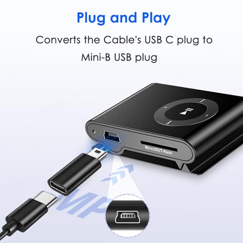Mepsies USB C to Mini USB Adapter 2 Pack, USB Type C Female to Mini USB 2.0 Type-B Male Adapter, Support Charging and Data Transfer, Compatible Digital Camera, MP3 Player, Dash Cam and More, Black - Image 3