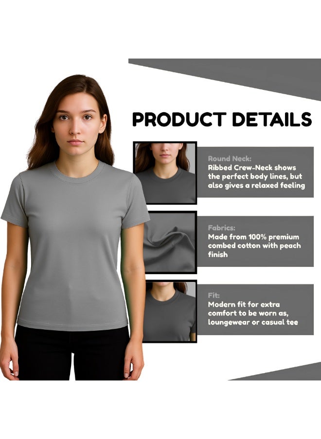 برينت شوب فور مي تي شيرت نسائي ممشط برقبة مستديرة للبالغين، 190 جرام لكل متر مربع، قطن خالص، ألوان أساسية - Image 3